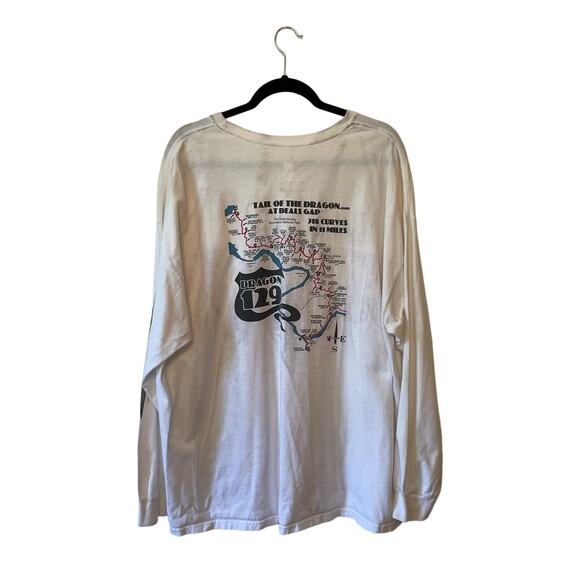 Hanes 2XL long sleeve t-shirt Tail of the Dragon biker trail motorcycle white - Picture 1 of 7